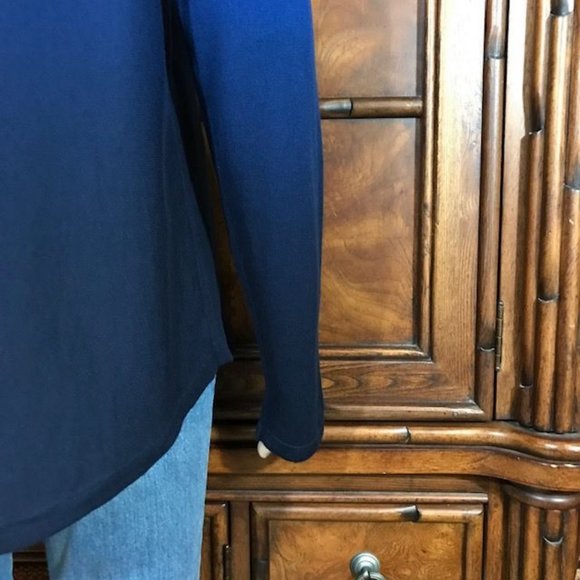 Chico's Imperial Blue Ombre Bateau Curved Hem Sweater - Picture 10 of 12